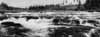 Panorama �ver Sandk�llsforsens centrala del i riktning mot norr. P� grund av den torra sommaren (1955) �r vattenf�ringen ringa.
