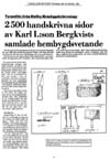 2 500 handskrivna sidor av Karl L:son Bergkvists samlade hembygdsvetande